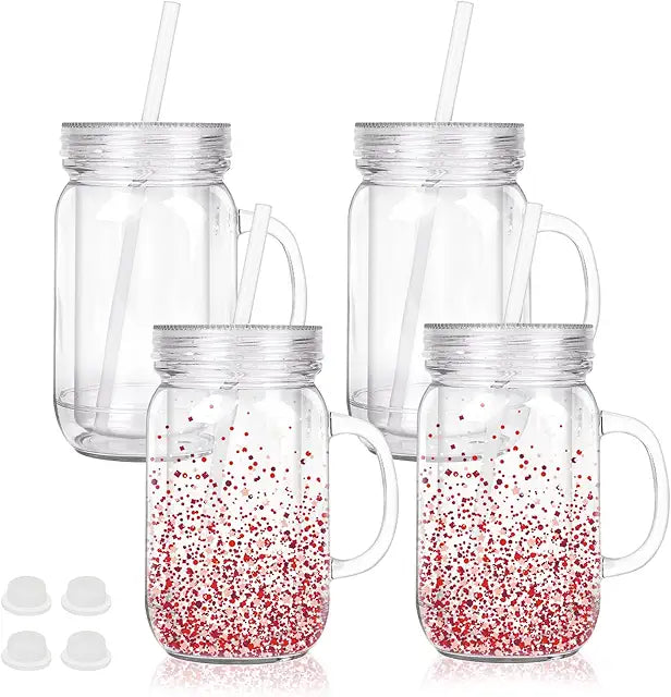24oz Mason Jar Snowglobe Tumblers